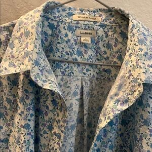 L.L. Bean Blue and White Casual Button Down Shirt